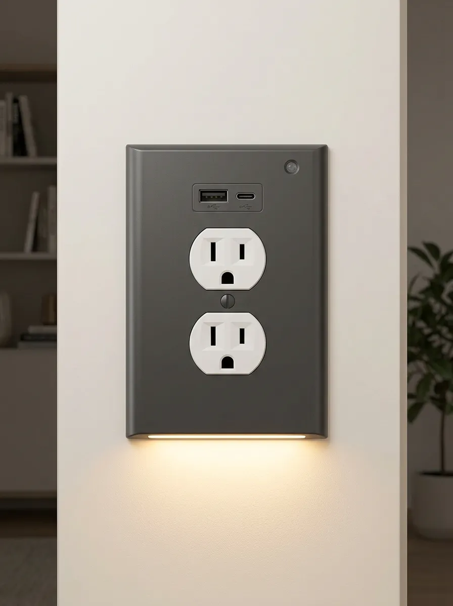 Modern USB Charging Sensor LED Outlet Cover