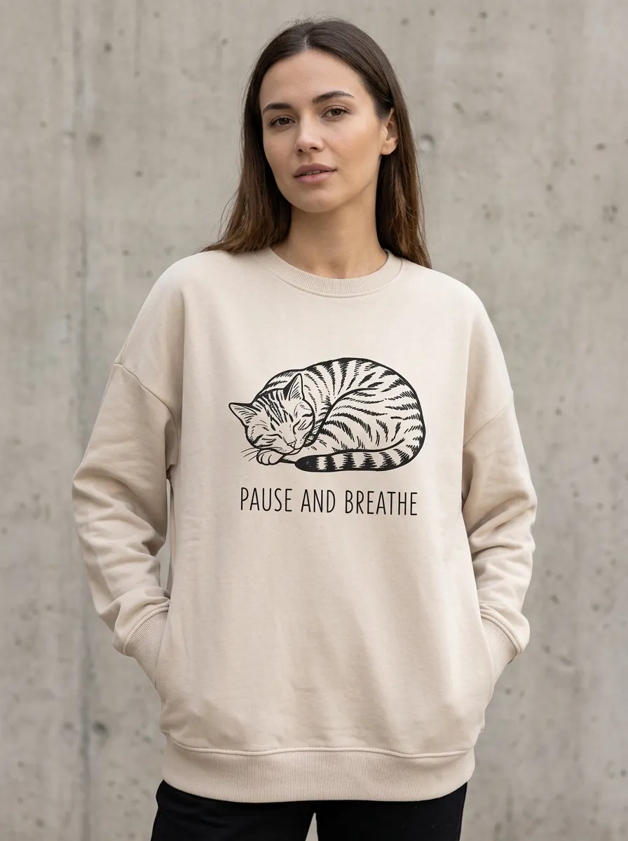 Cat Lover Pause And Breathe Sweatshirt