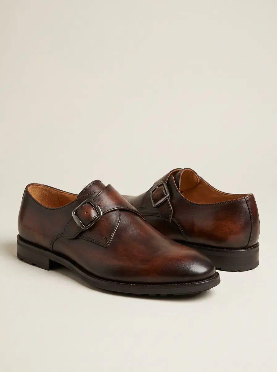 Men's Everyday Classic Business Leather Monk Strap Shoes