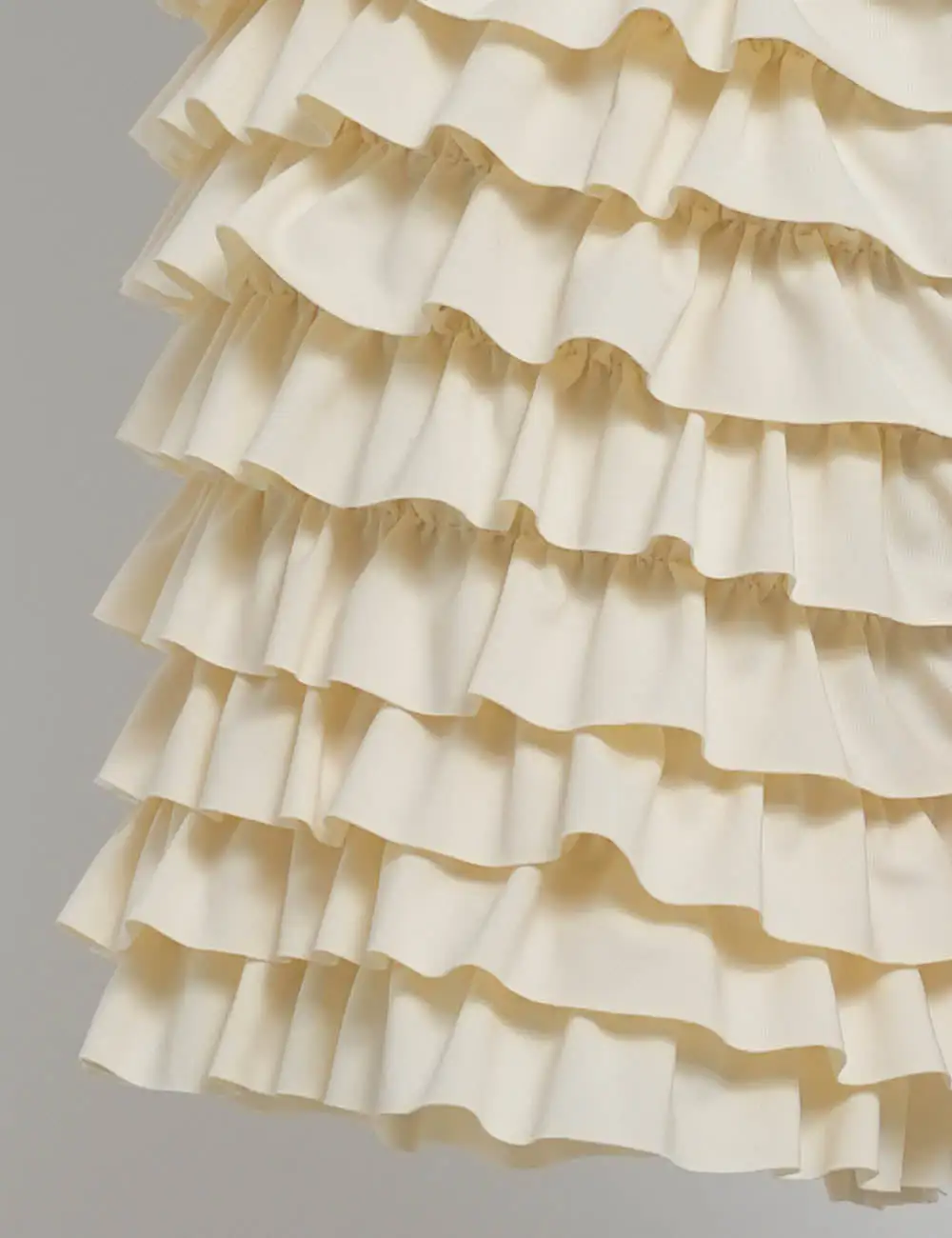 Tiered Ruffle Solid Color Elastic Waist Mini Shorts