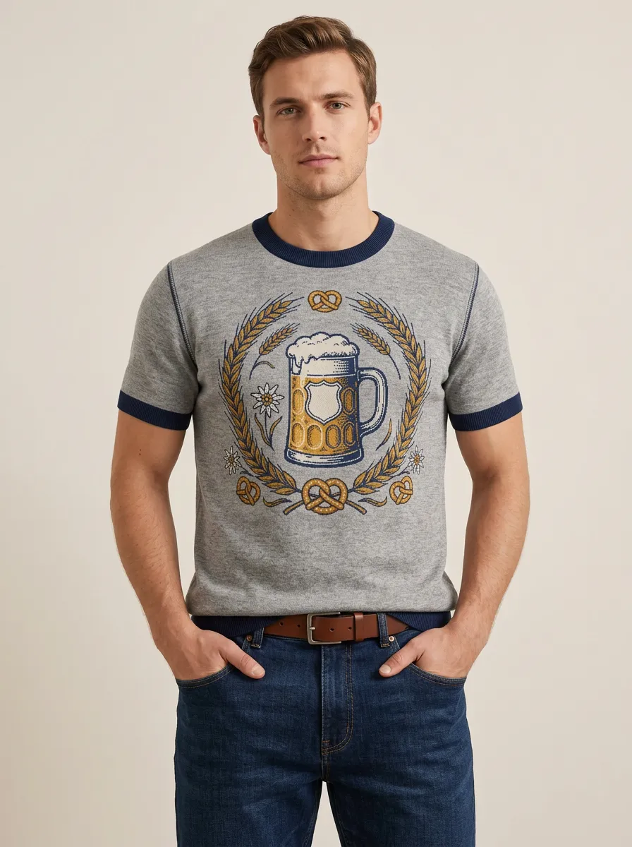 Rustic Wheat Pattern Knit Shirt