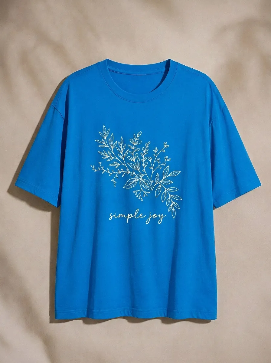 Women's Botanical Minimalist Simple Joy Printed T-shirt
