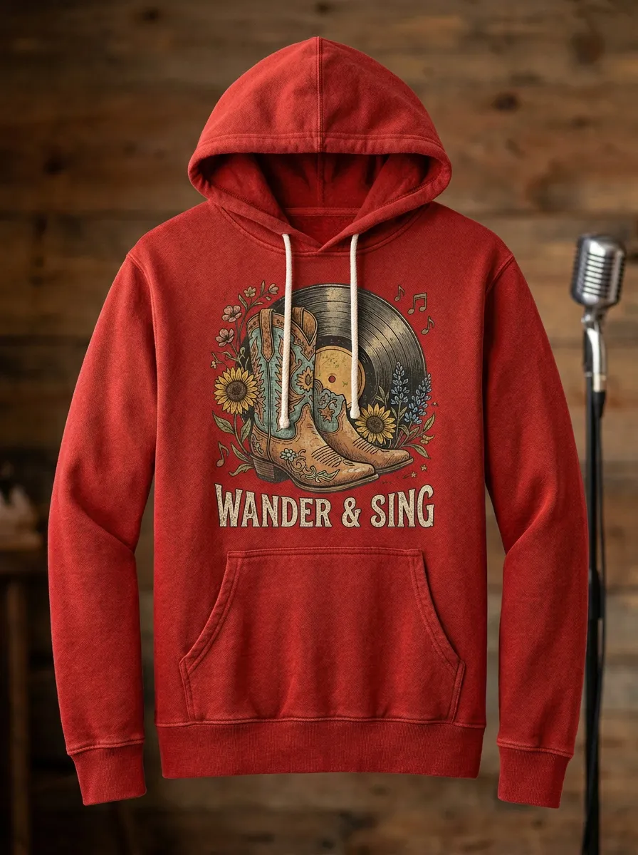 Nashville-Inspired Cowboy Country Music Graphic Hoodie