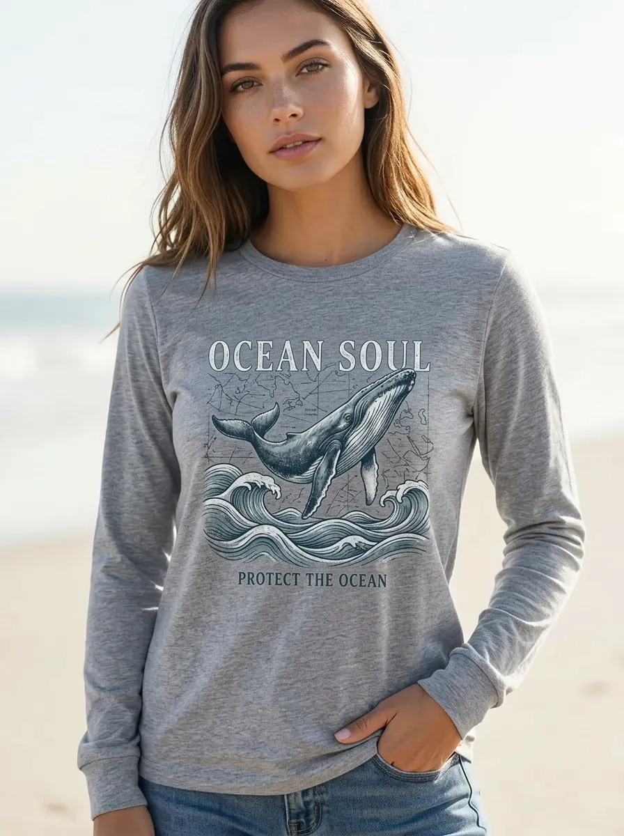 Ocean Lover Whale T-Shirt Modern