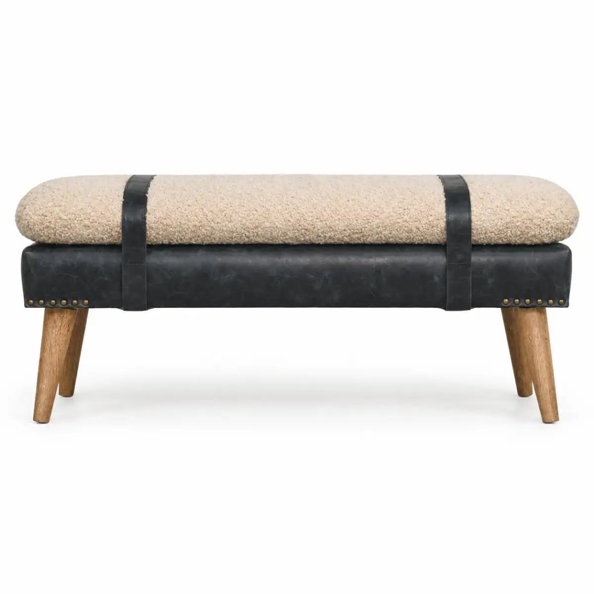 Boucle Leather Accent Bench