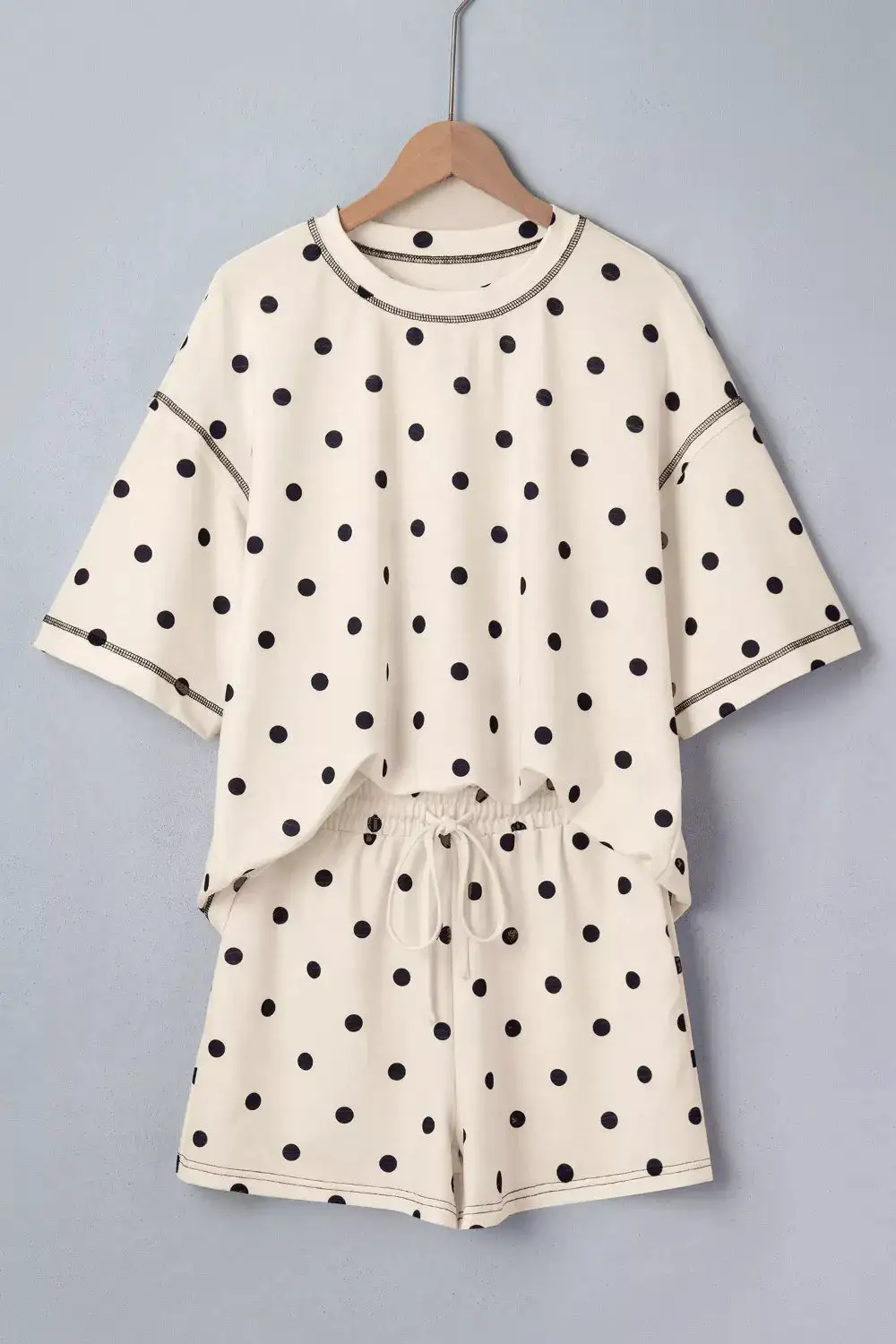 Exposed Seam Detail Polka Dot Loose Tee