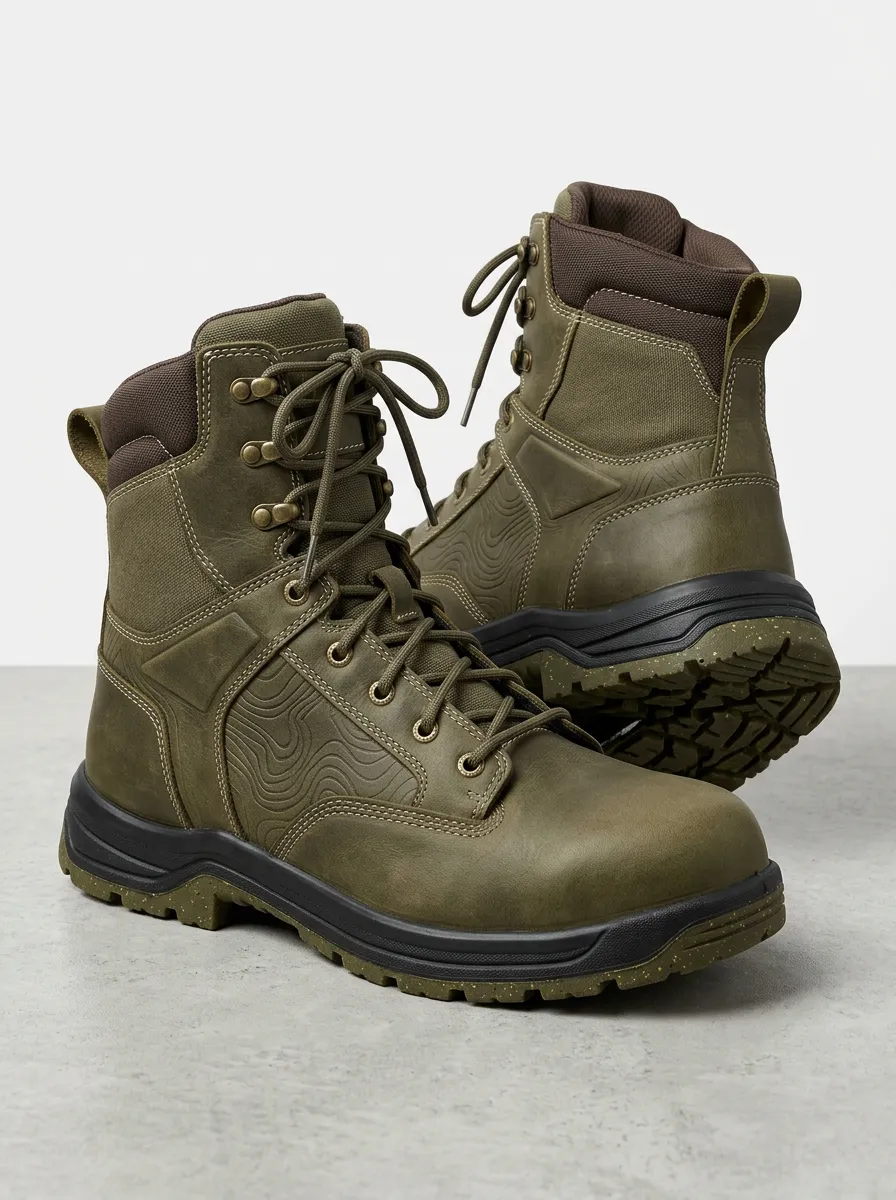 Unisex Easygoing Outdoor Hiking Topographic Pattern Print Work Boots