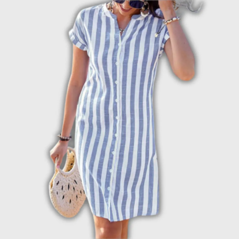 Striped Cotton Relaxed Midi Dress