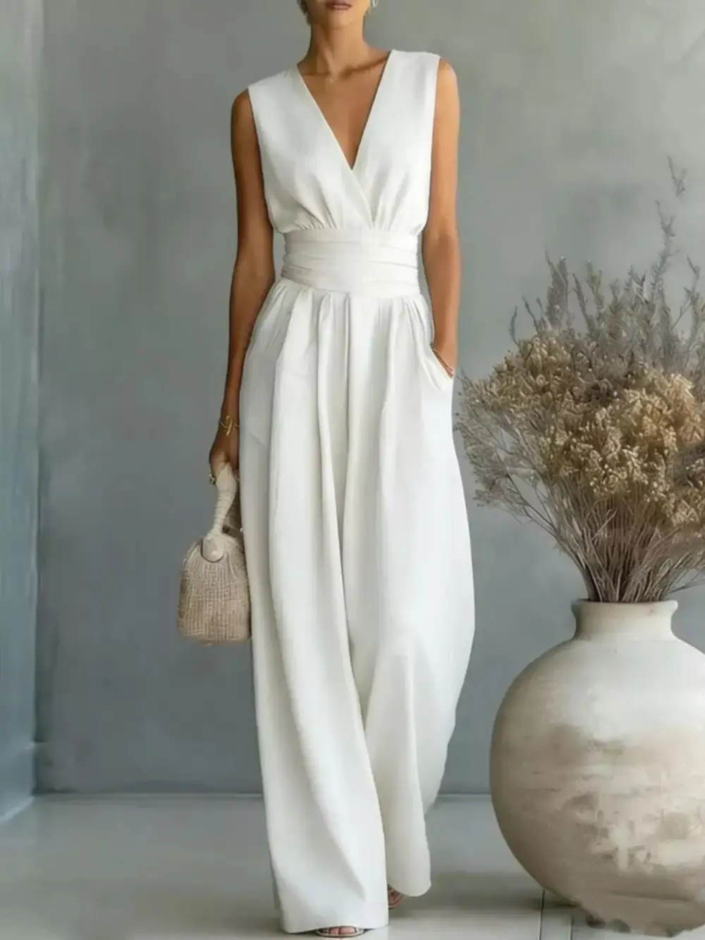 Plus Size Sleeveless Wide Leg Jumpsuit