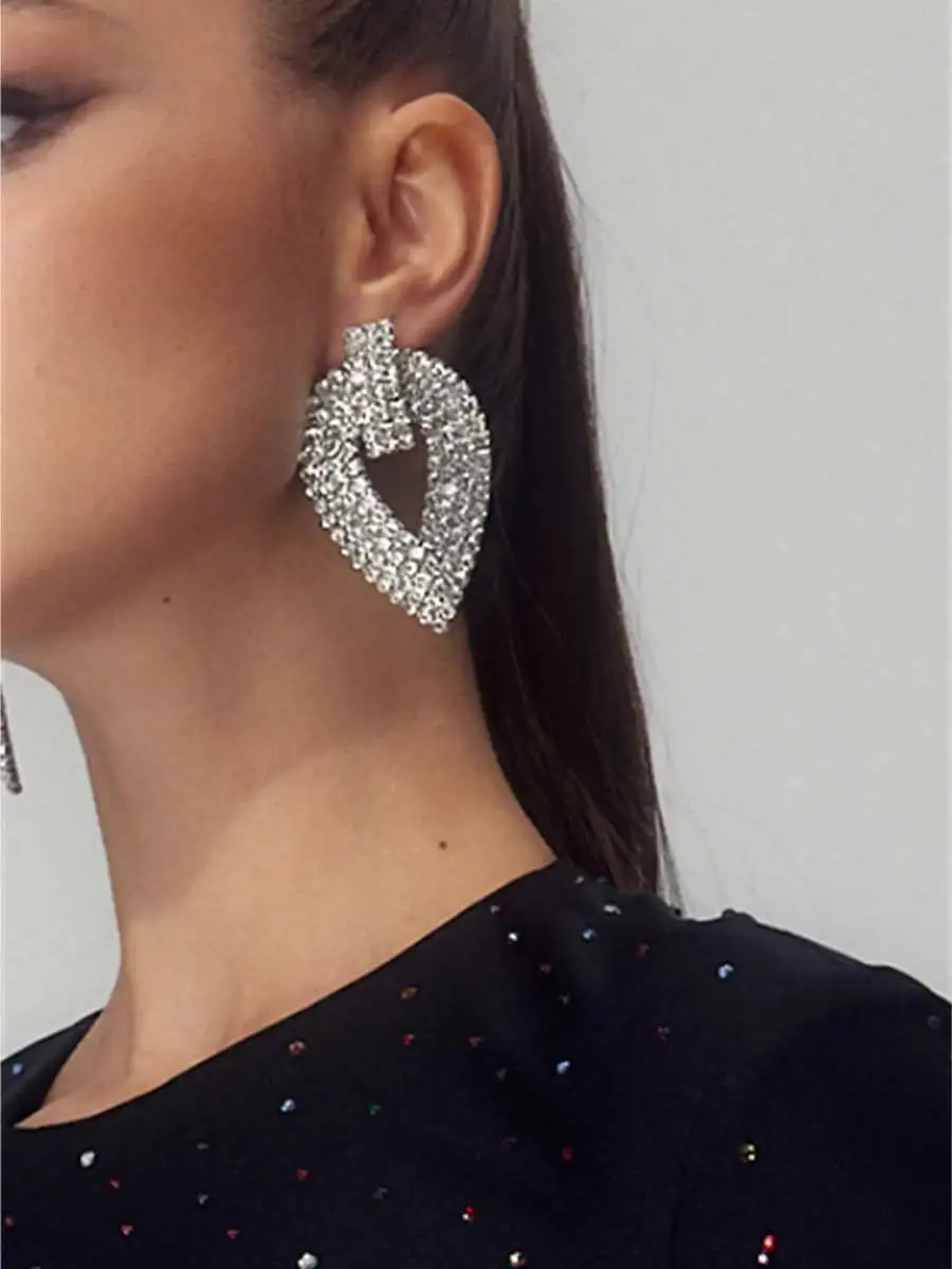 Veda Hollow Crystal Heart Earrings