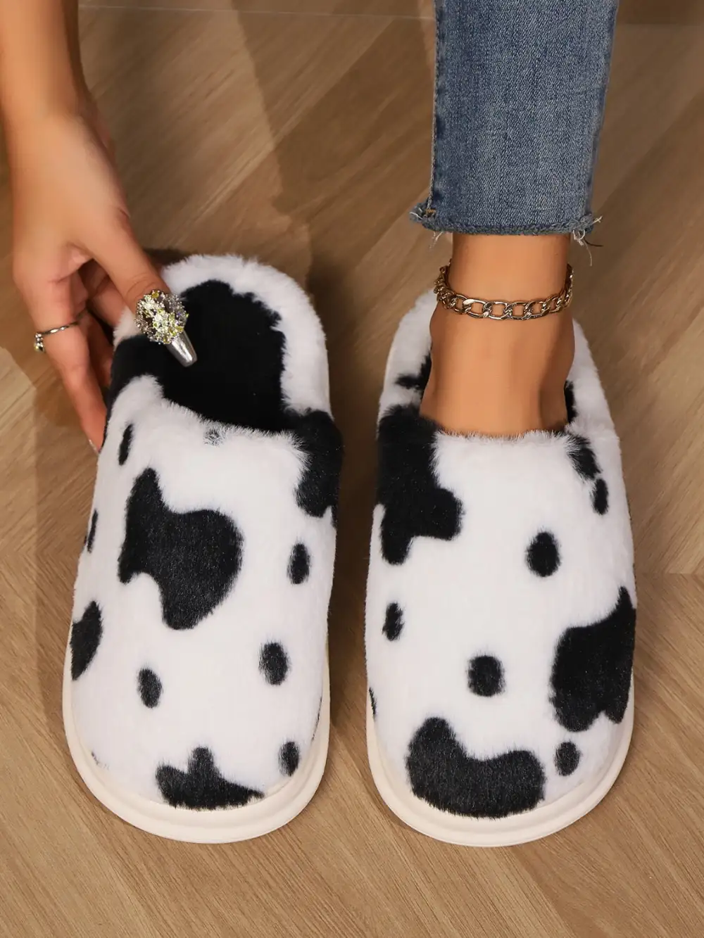 Print Faux Slippers