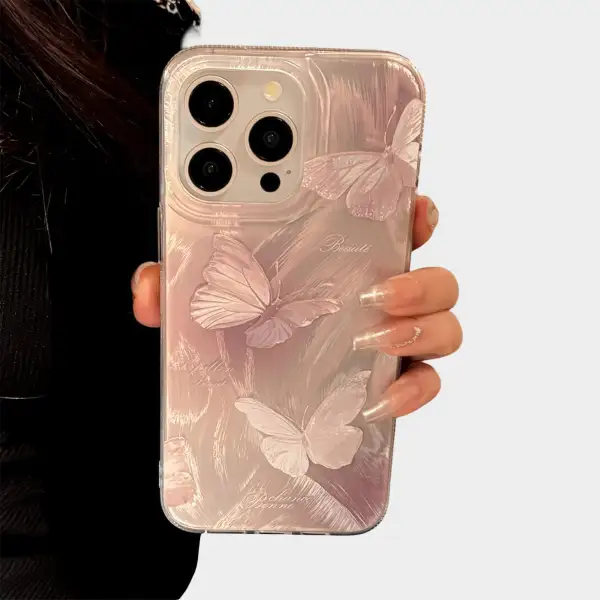 Butterfly Cat Textured Wave Phone Case