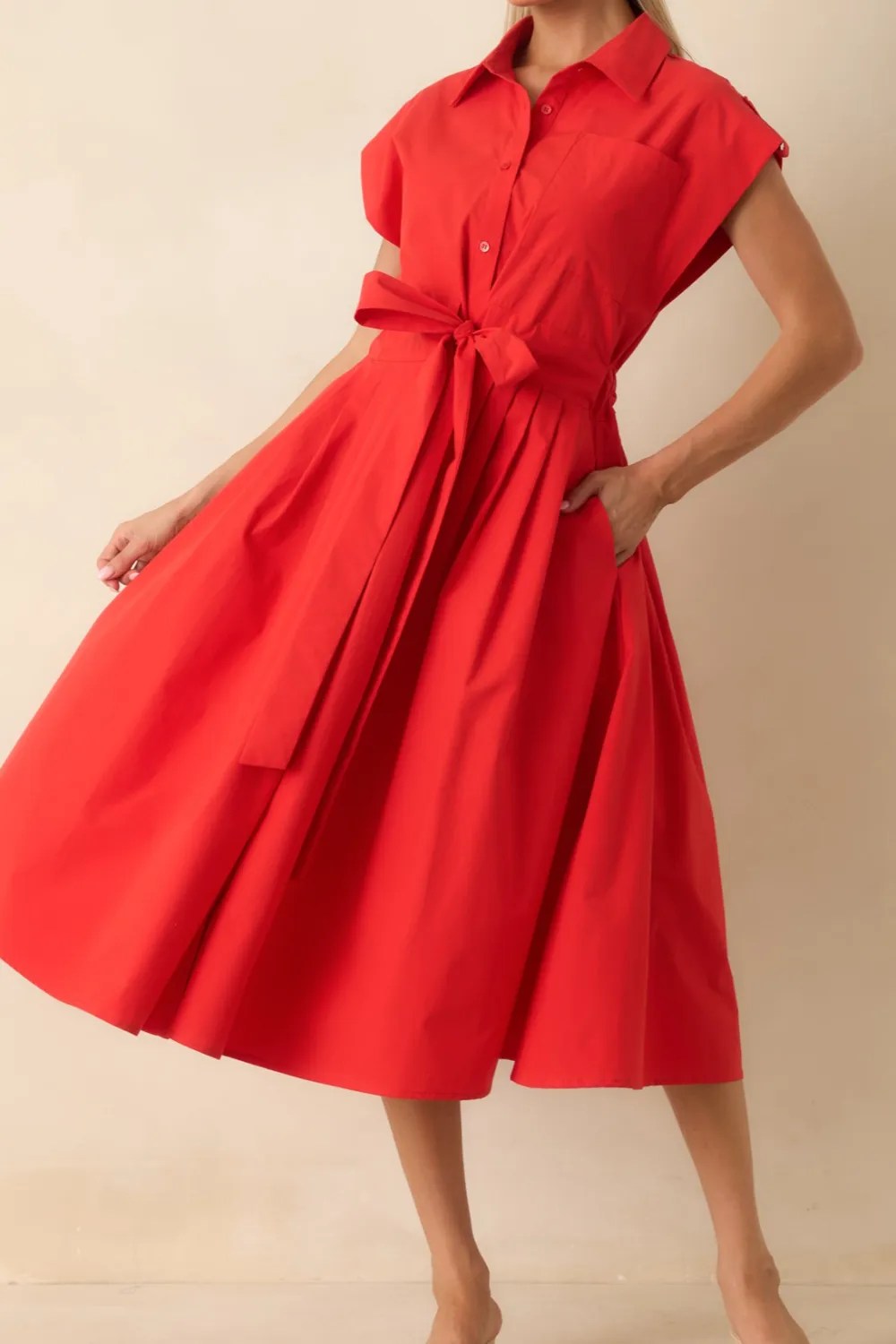 Button Front Midi Dress