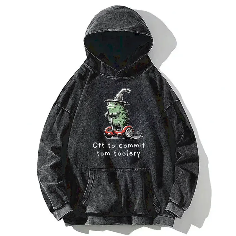 Frog Riding Balance Scooter Washed Hoodie