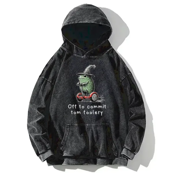 Frog Riding Balance Scooter Washed Hoodie