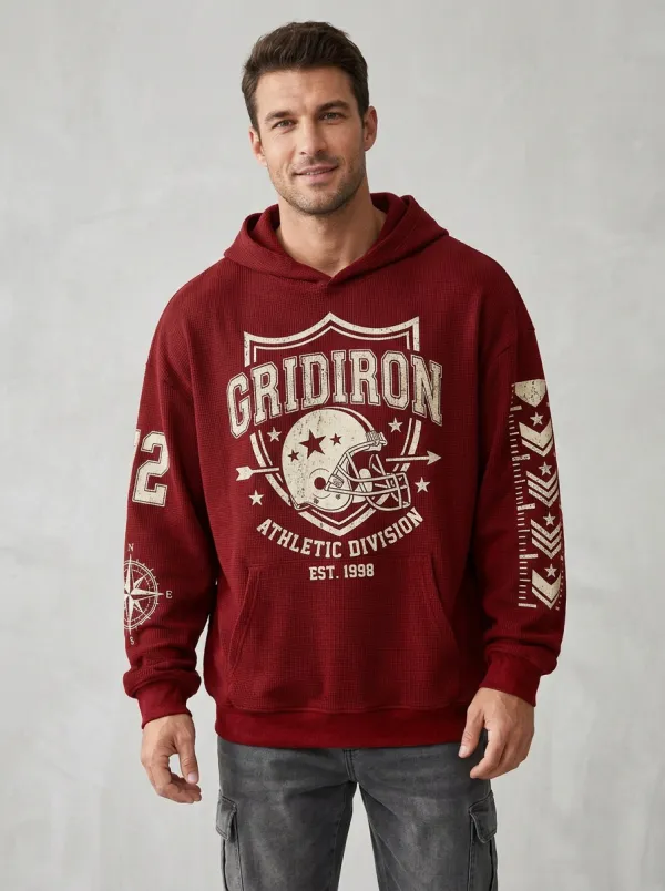 Men's American Football Gridiron Helmet Graphic Printed Hoodie