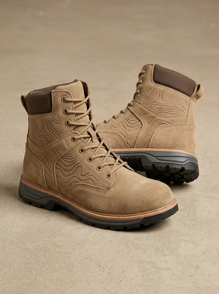 Unisex Relaxed Outdoor Enthusiast Topographic Map Print Work Boots