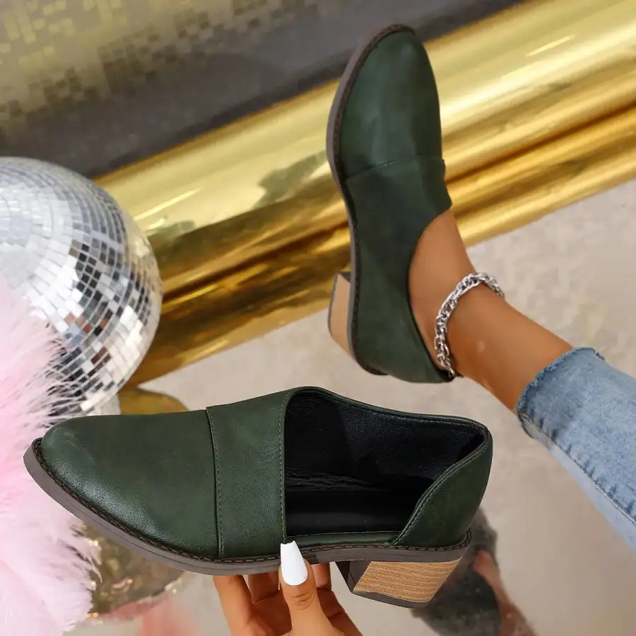 Classic Point Toe Block Heels Pumps