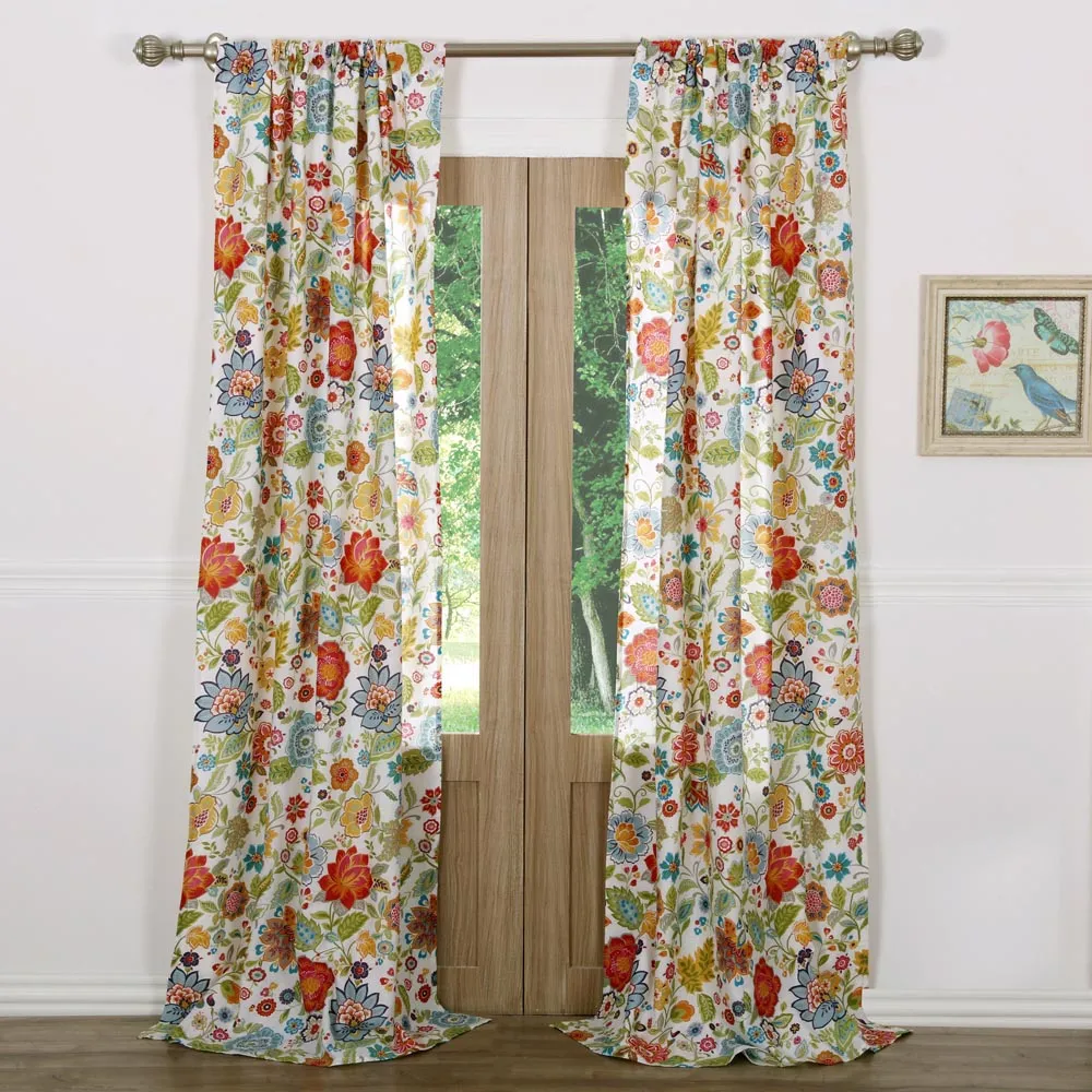 Relaxed Polyester Floral Curtain Panel Pair