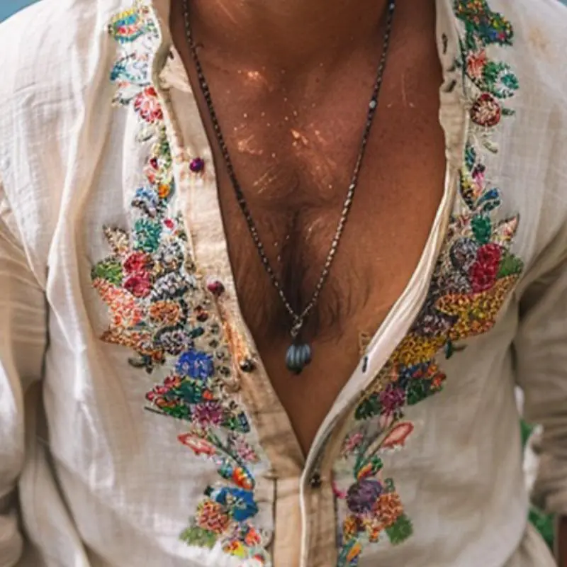 Embroidered Textured Woven Shirt