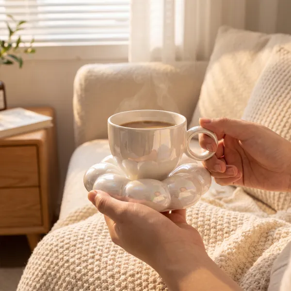 Ceramic Coffee Mug And Cloud Saucer Set