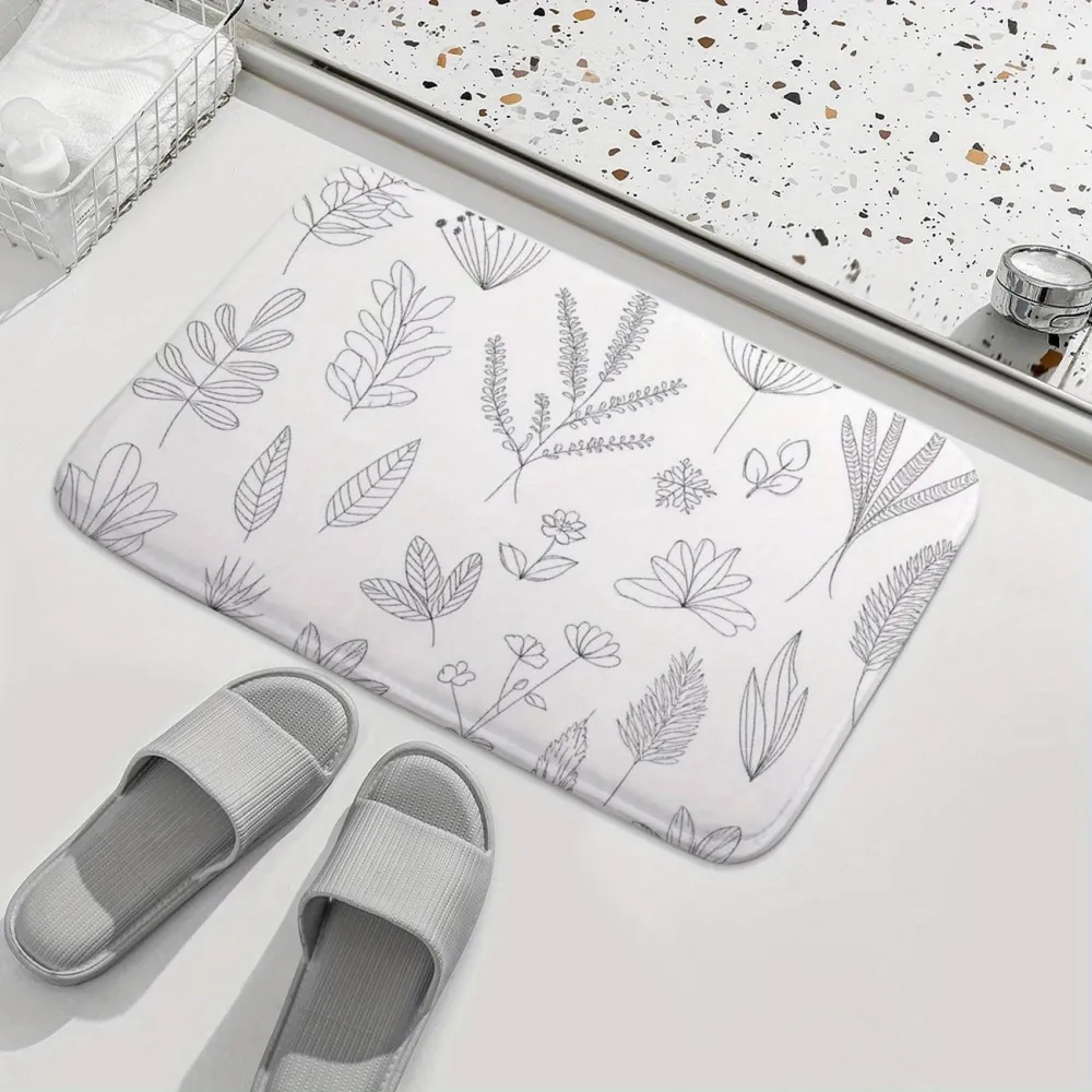 Leaf Print Bath Mat