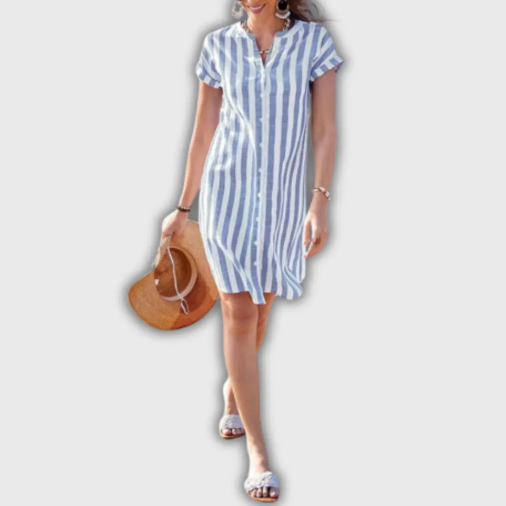 Striped Cotton Relaxed Midi Dress