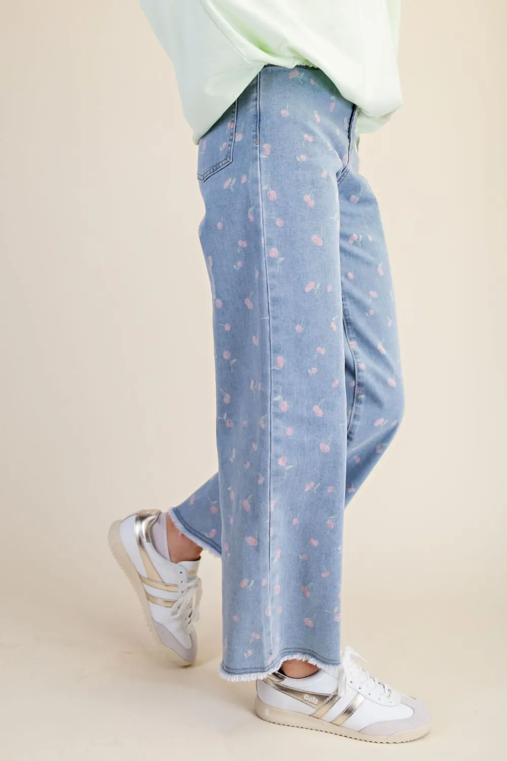 Cherry Printed Twill Jeans