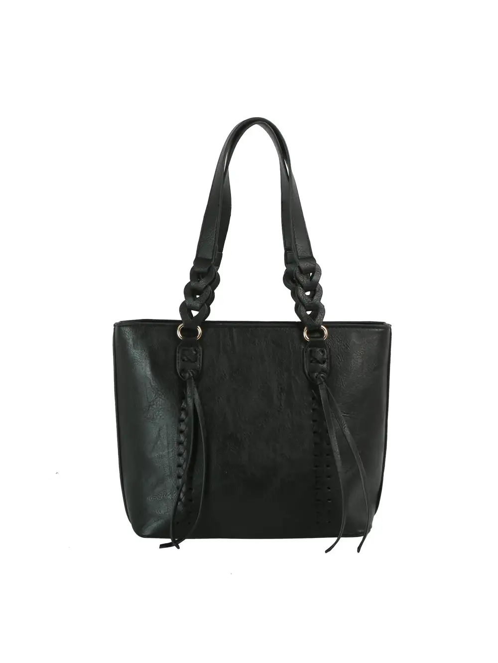 Cross Stitch Detailed Braided Tote Bag