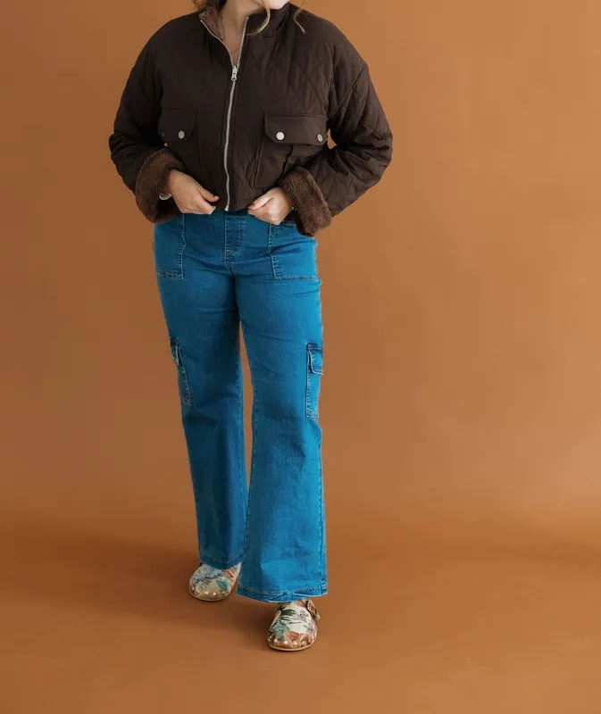 Blue Stretch Blend Pants