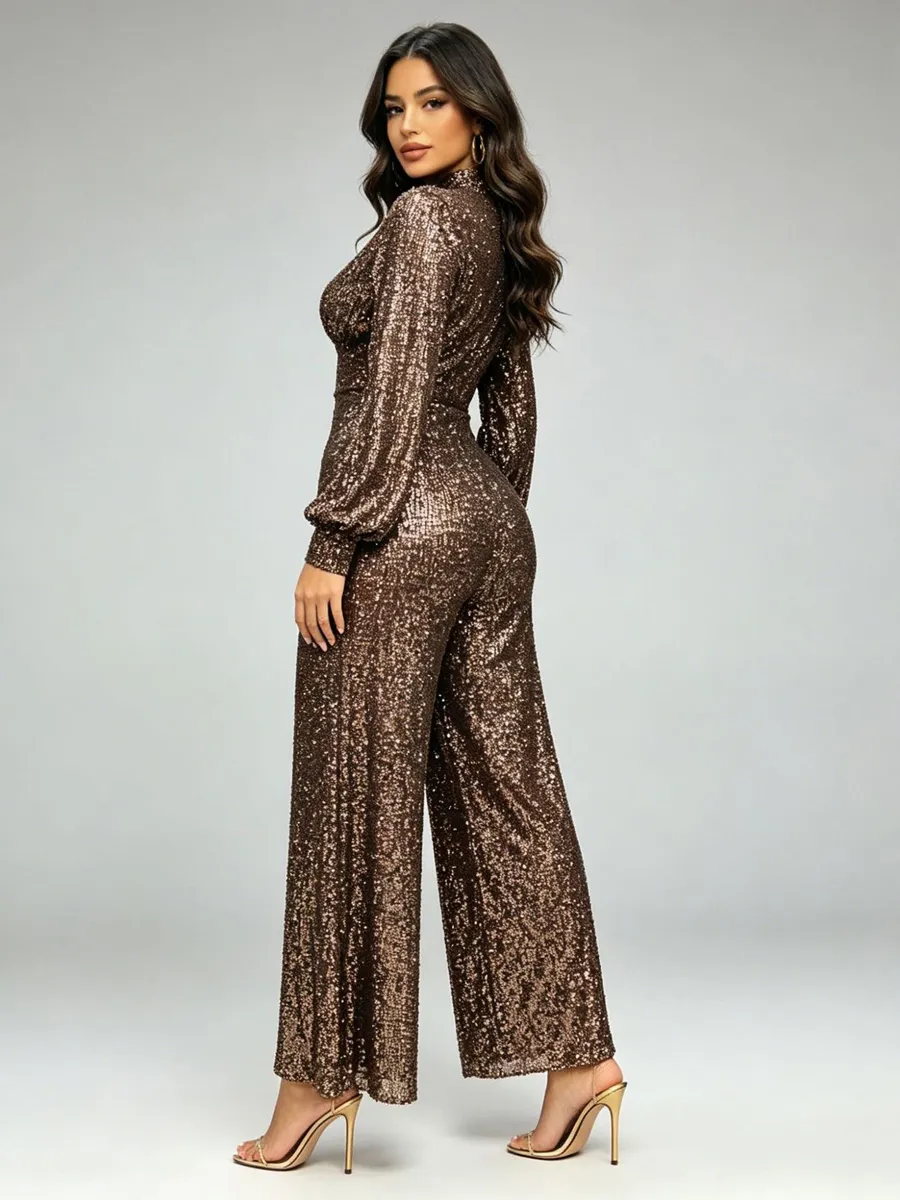 Amira Elegant Retro-Style Sequin Jumpsuit