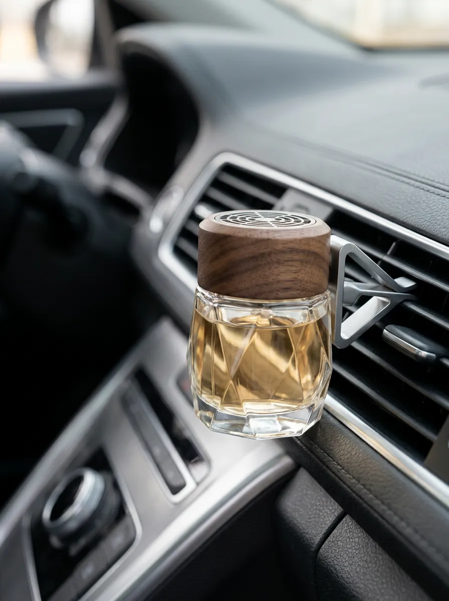 Wooden-Cap Glass Crystal Car Air Freshener