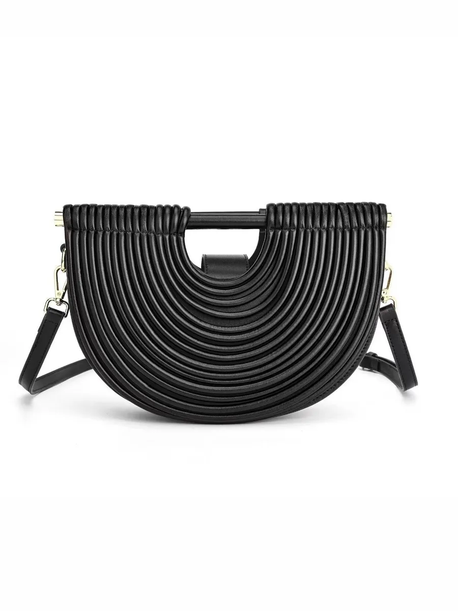 Raquel Semicircular Woven Bamboo Bag