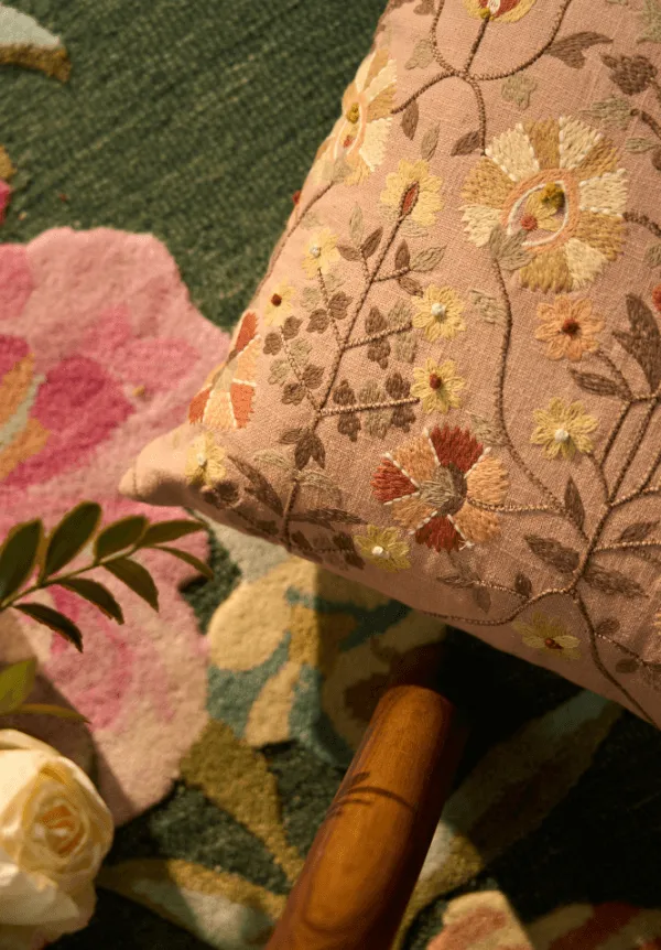 Refined Embroidered Cotton Decorative Cushion Cover