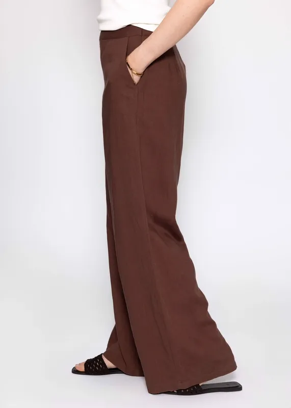 Brown Linen Straight Pants