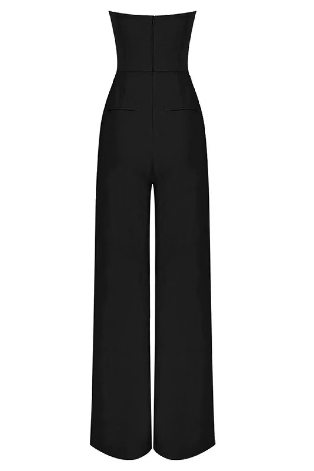 Strapless High Waisted Wide Leg Jumpsuit