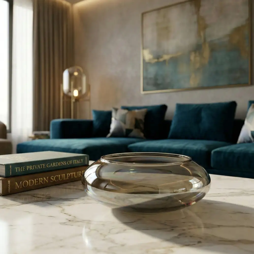 Sculptural Decorative Tabletop Glass Bowl
