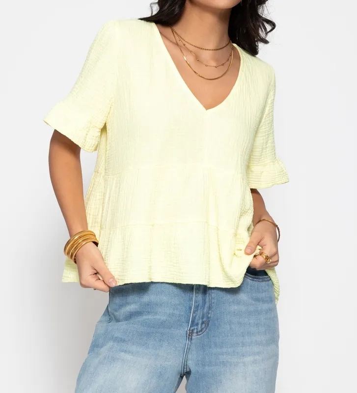 Butter Yellow Deep V Shirt