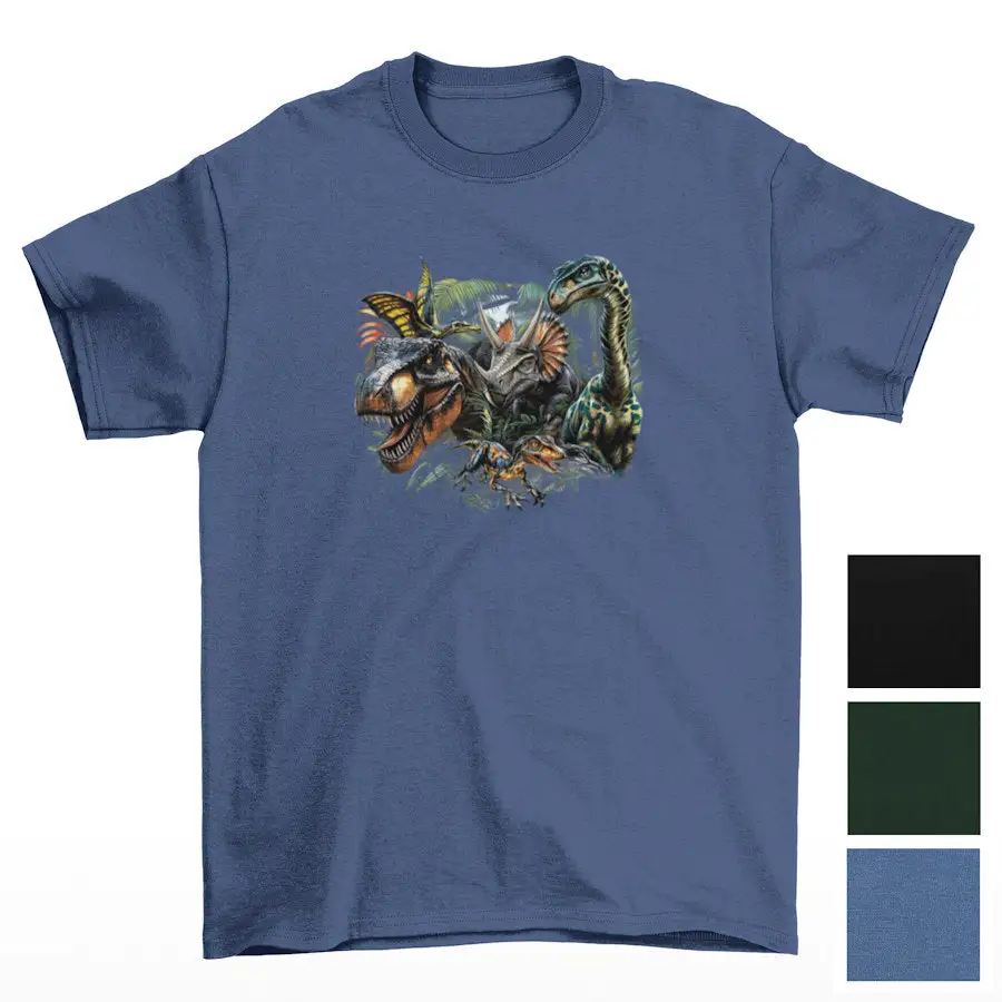Dinosaur Jungle Graphic Cotton T-Shirt