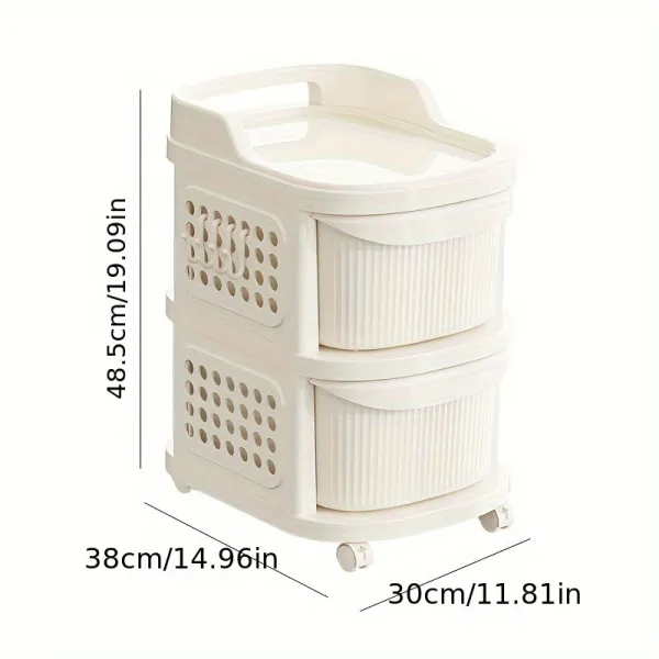 Multi-Tier Rolling Storage Cart with Drawers, Home Organizer for Living Room and Bedroom