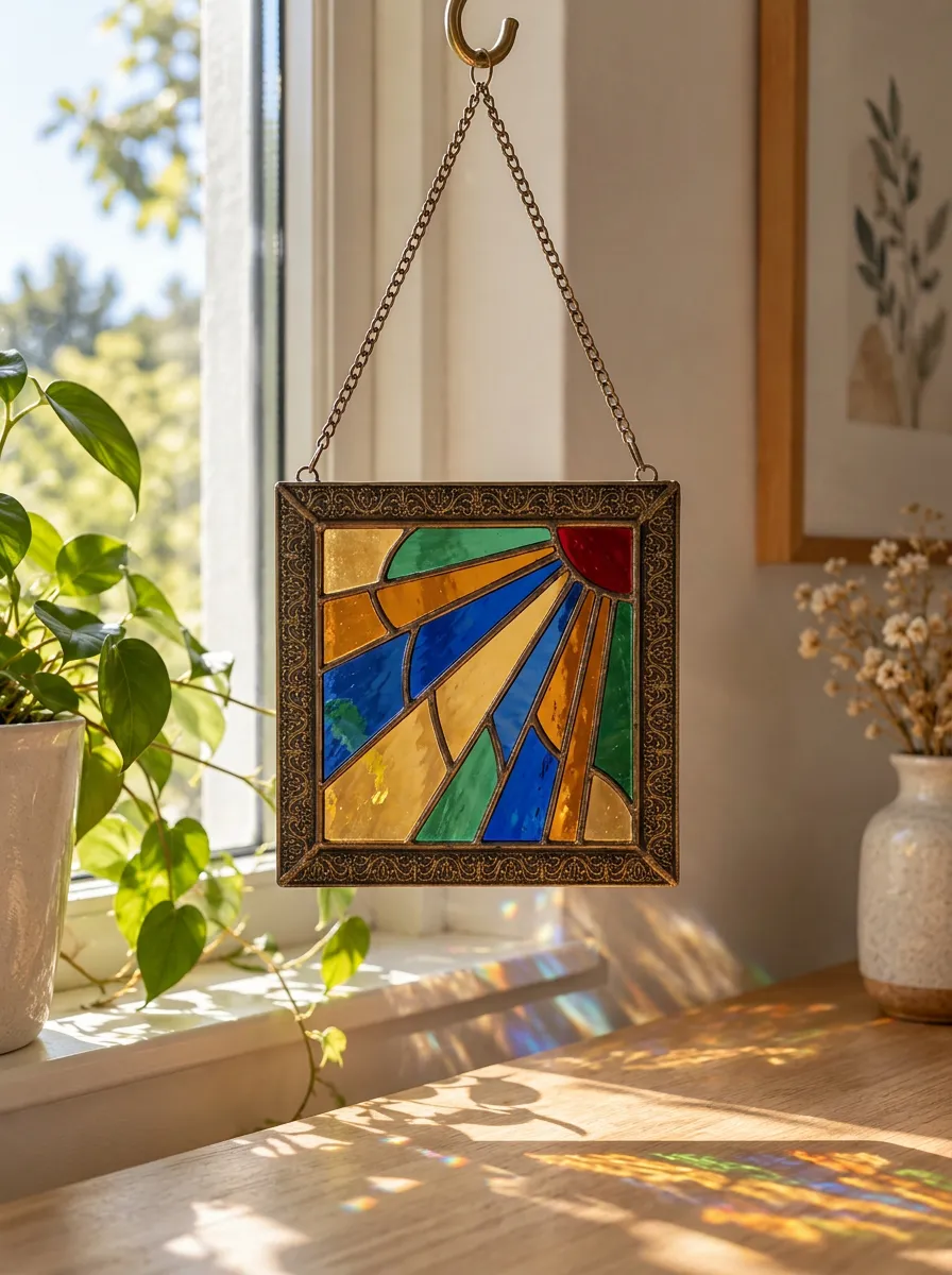 Sunburst Stained Glass Printed Suncatcher