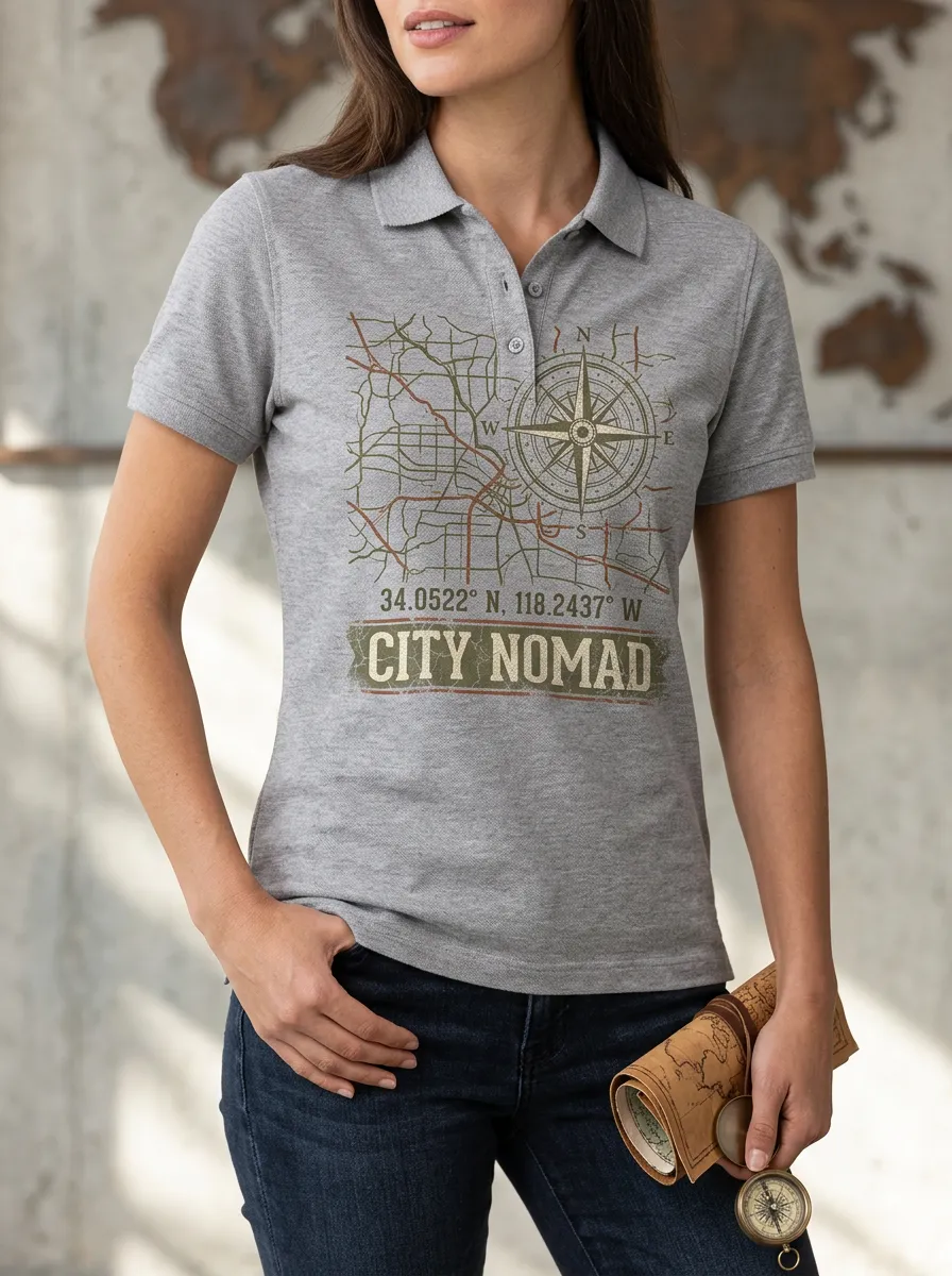 City Travel Compass Wander Polo Shirt