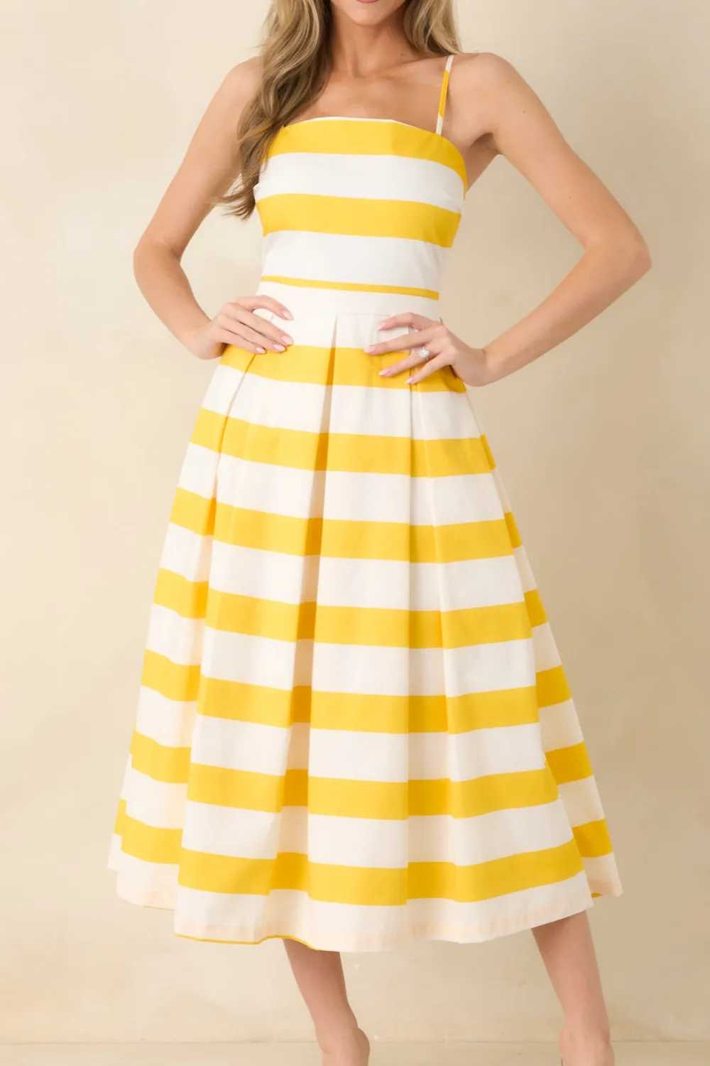Striped Sleeveless Midi Dress