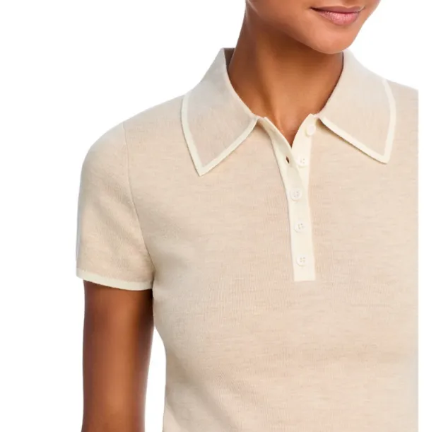 Wool Blend Collared Short Sleeve Sweater
