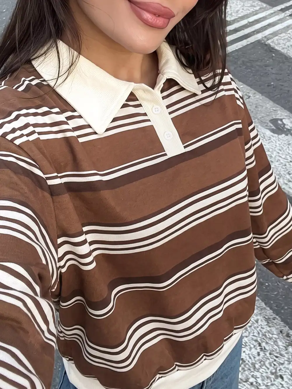 Modern Drop Shoulder Striped Sweatshirt
