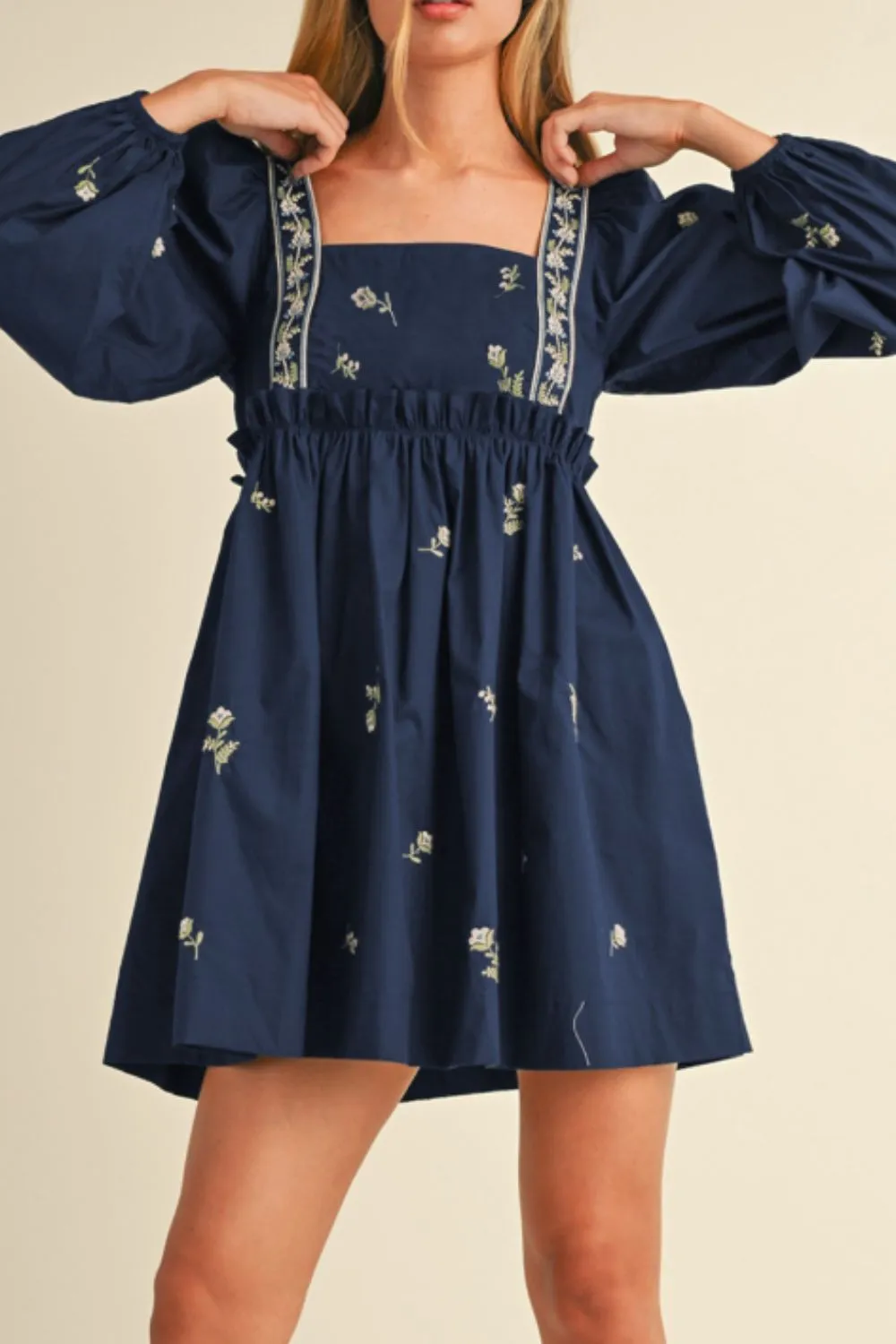 Floral Balloon Square Mini Dress