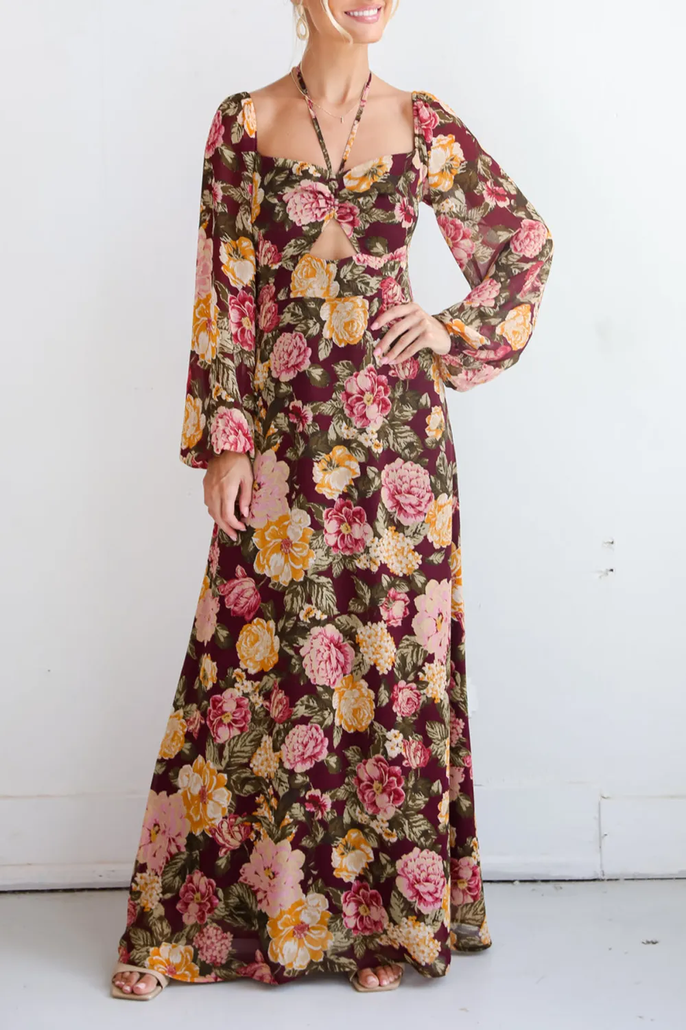 Plum Floral Maxi Dress
