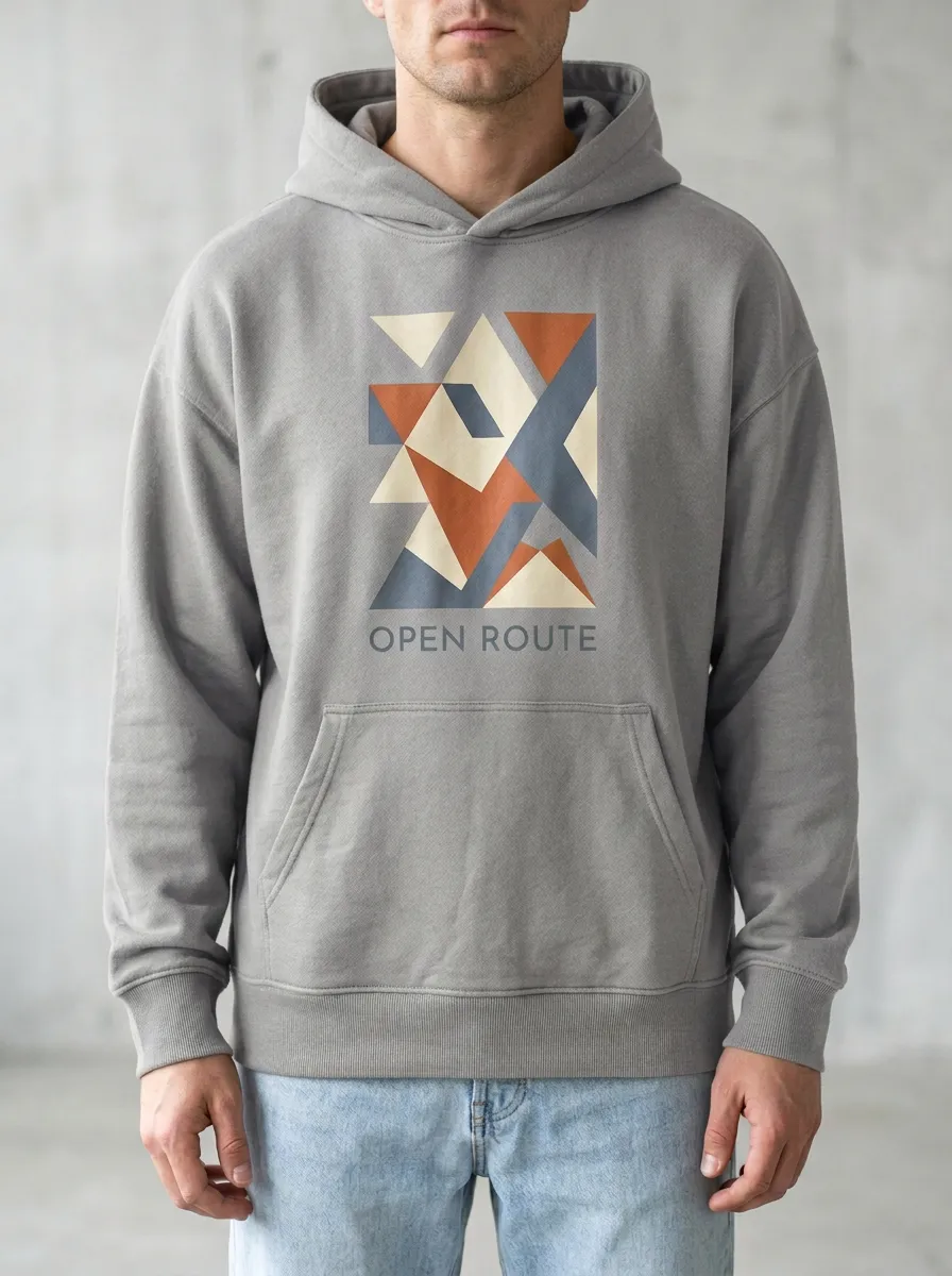 Soft-Shape Open Route Geometric Abstract Hoodie