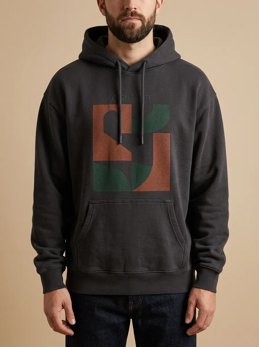 Modern Open Route Geometric Abstract Hoodie