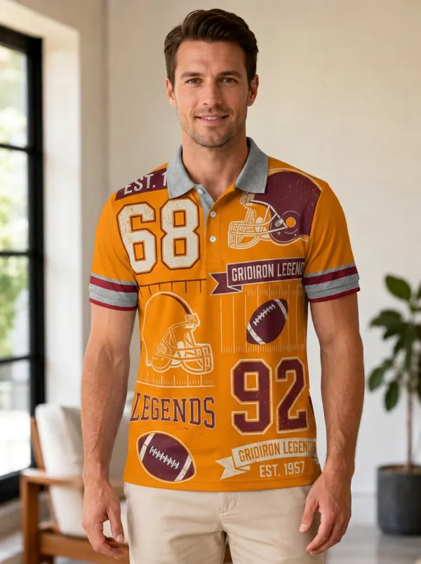 Men's Layered Gridiron Helmet Polo Shirt